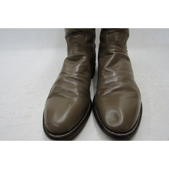 Justin Roper Mens Size 8.5 D Taupe Leather Cowboy Western Roper Boots